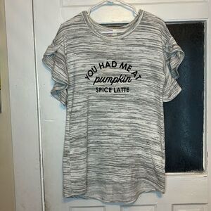 Alya Women’s Light Grey Short Sleeve Tshirt You Had Me At Pumpkin Spice Latte M